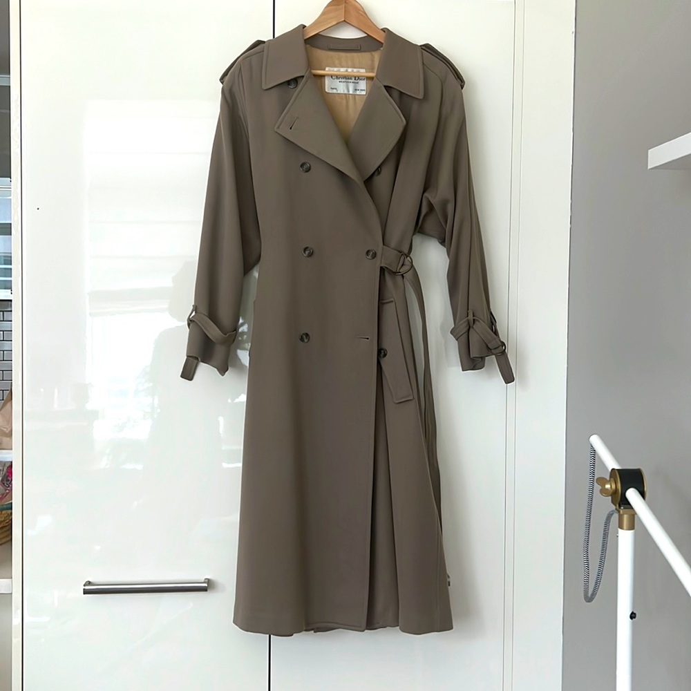 Tan wool Christian Dior trench coat